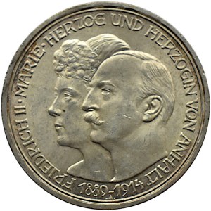 Niemcy, Anhalt, Friedrich i Marie, 3 marki 1914 A, Berlin