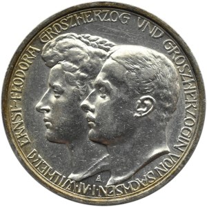 Niemcy, Saksonia, 3 marki 1910 A, Berlin, Wilhelm Ernest i Fedora