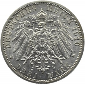 Niemcy, Saksonia, 3 marki 1910 A, Berlin, Wilhelm Ernest i Fedora