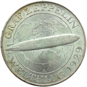 Niemcy, Republika Weimarska, 5 marek 1929 A, Berlin, Graf Zeppelin, UNC