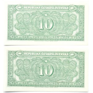 Tschechoslowakei, 2 X 10 Kronen 1945, ST-Serie, London, UNC