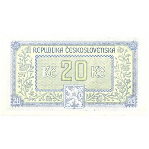 Czechosłowacja, 20 koron 1945, bez serii, Londyn, UNC