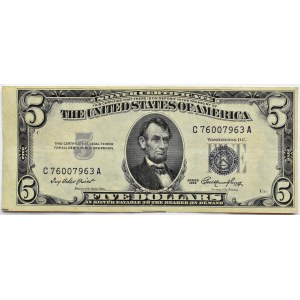 USA, 5 dolarów 1953, seria C, destrukt