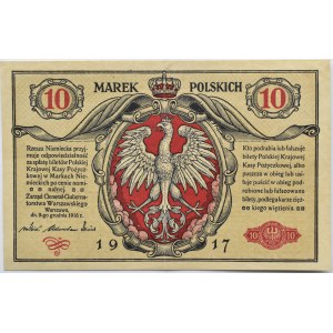 Polska, II RP, 10 marek 1916, Generał, seria A, bardzo ładne i rzadkie