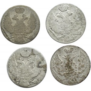 Mikołaj I, lot 10 groszy 1835-1840 MW, 4 sztuki, Warszawa