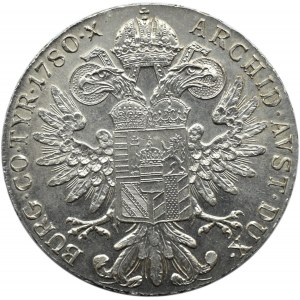 Austria, Maria Teresa, talar 1780, nowe bicie, menniczy egzemplarz