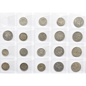 Wielka Brytania, lot srebrnych monet, 3, 6 pensów, szyling
