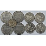 Austria, lot dziewięciu srebrnych monet, 1925-1969, Wiedeń
