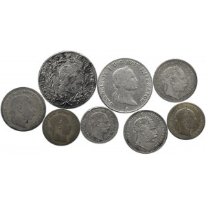 Austro-Węgry, lot srebrnych 10-20 krajcarów 1787-1870, 8 sztuk