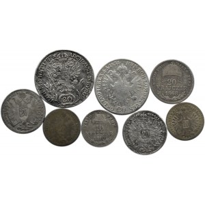 Austro-Węgry, lot srebrnych 10-20 krajcarów 1787-1870, 8 sztuk