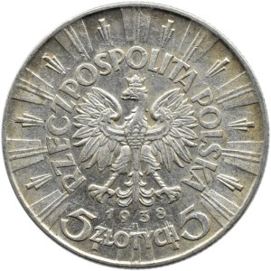 Polska, II RP, Józef Piłsudski, 5 złotych 1938, Warszawa