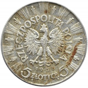 Polska, II RP, Józef Piłsudski, 5 złotych 1938, Warszawa