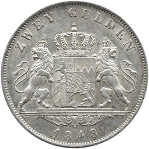 Niemcy, Bawaria, Ludwik I, 2 guldeny 1848, Monachium, piękne