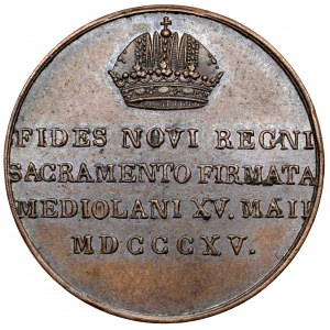 Austria, Franciszek II, Żeton 1815 - miedź - hołd Mediolanu