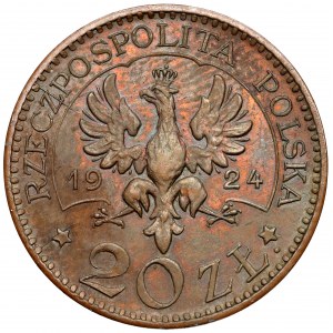 Próba BRĄZ 20 złotych 1924 Monogram