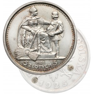 Konstytucja 5 złotych 1925 - monogramy SW i WG - b.rzadka