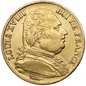 France, Louis XVIII, 20 francs 1814-A Paris