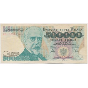 Falsyfikat z epoki 500.000 złotych 1990