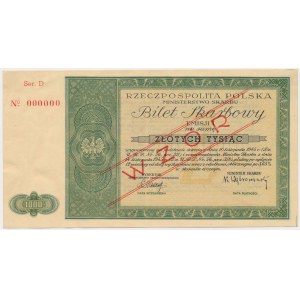 Bilet Skarbowy WZÓR Emisja I - 1.000 zł 1945 - ex. Lucow