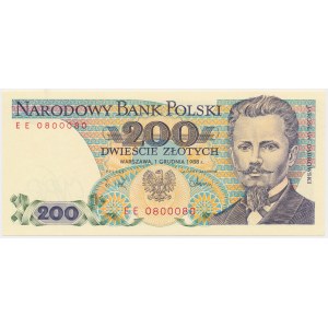 200 złotych 1988 - EE - numer radarowy - 0800080