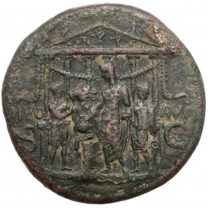 Kaligula (37-41 n.e.) Sesterc - Scena poświęcenia świątyni Boskiego Augusta