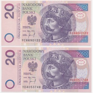 20 złotych 1994 - YC i YD - serie zastępcze (2szt)