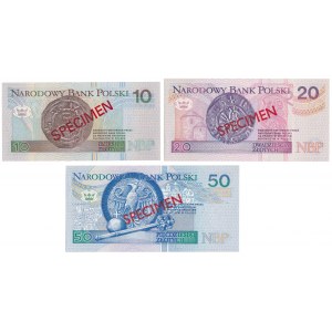 10, 20 i 50 złotych 1994 - WZÓR - AA 0000000 - Nr 1824 - zestaw (3szt)