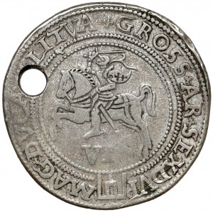 Zygmunt II August, SZÓSTAK Wilno 1562 - szeroki - GROSS AR - RZADKOŚĆ