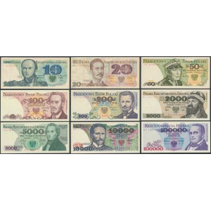 PRL, zestaw od 10 do 100.000 zł 1979-93 (9szt)