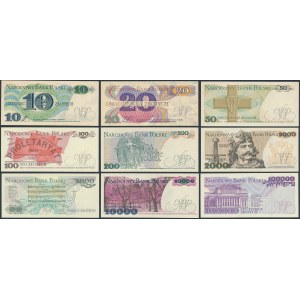 PRL, zestaw od 10 do 100.000 zł 1979-93 (9szt)