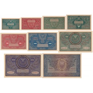 Komplet nominałowy 1/2 - 5.000 mkp 1919-1920 - PIĘKNE stany (9szt)