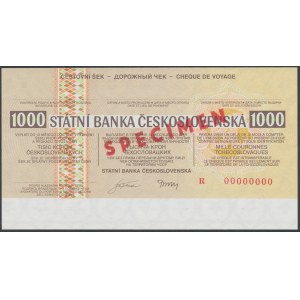 Czechosłowacja, Czek podróżniczy SPECIMEN 1.000 Korun