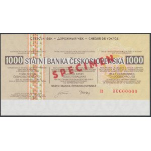 Czechoslovakia, Travelers Cheque SPECIMEN 1.000 Korun