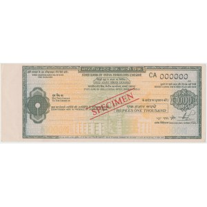 India, Travelers Cheque SPECIMEN 1.000 Rupees