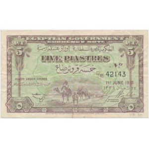 Egypt, 5 Piastres 1918