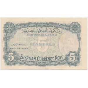Egipt, 5 Piastres (1940)