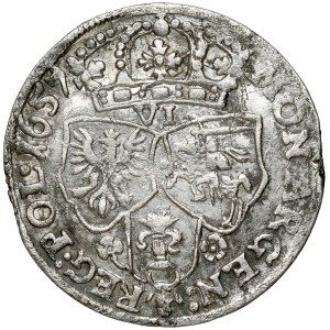Jan II Kazimierz, Szóstak Kraków 1657 IT - bardzo ładny