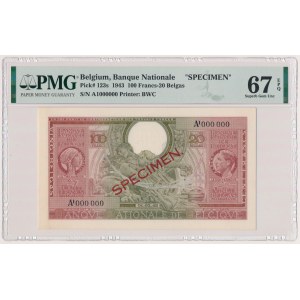Belgium, 100 Francs / 20 Belgas 1943 - SPECIMEN