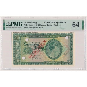 Luxembourg, 20 Frang 1943 - COLOUR TRIAL SPECIMEN