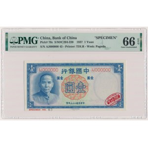 China, 1 Yuan 1937 - AJ 000000 - SPECIMEN