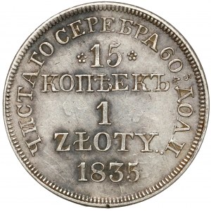 15 kopiejek = 1 złoty 1835 MW, Warszawa - BEZ kreski