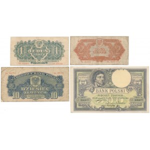 Zestaw banknotów polskich z lat 1919-1944 (4szt)