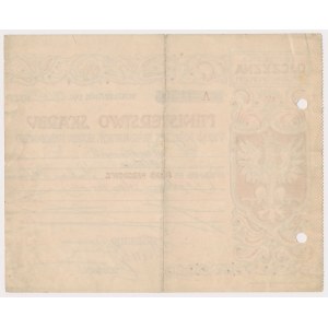Ministerstwo Skarbu - pokwitowanie ofiary na Skarb Narodowy 1919 - od AKTORA