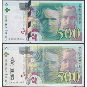 France, 500 Francs 1995 - original and forgery of the time of circulation (2pcs)