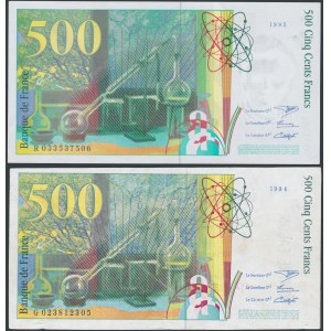 France, 500 Francs 1995 - original and forgery of the time of circulation (2pcs)