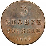 3 grosze polskie 1815 I.B., Warszawa - pierwszy rocznik - RZADKOŚĆ