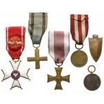 PRL, zestaw odznaczeń i odznaka + podziękowanie Stalina (6szt)
