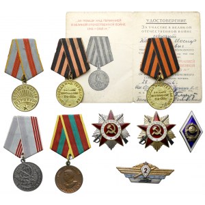 ZSRR, Zestaw odznak i odznaczeń (9szt)