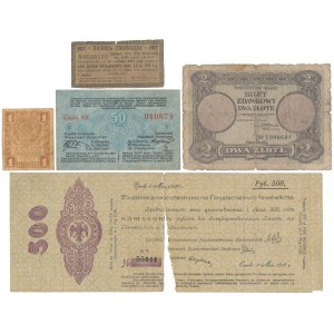 Zestaw banknotów Polska - Rosja w tym 2 zł 1925 (5szt)