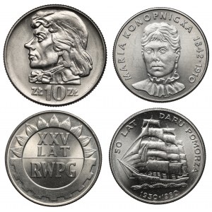 PRL - zestaw 4 szt. menniczych monet, w tym Kościuszko 1966